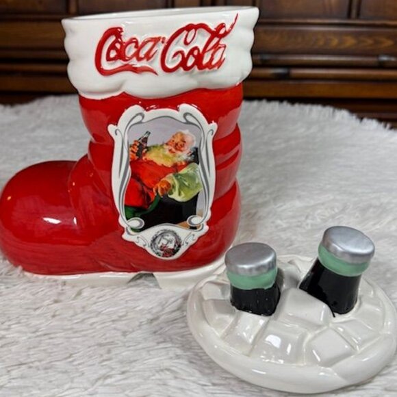 Vintage Coca-Cola 75th Anniversary Santa Boot Stocking Coke on Ice Cookie Jar - Picture 4 of 13